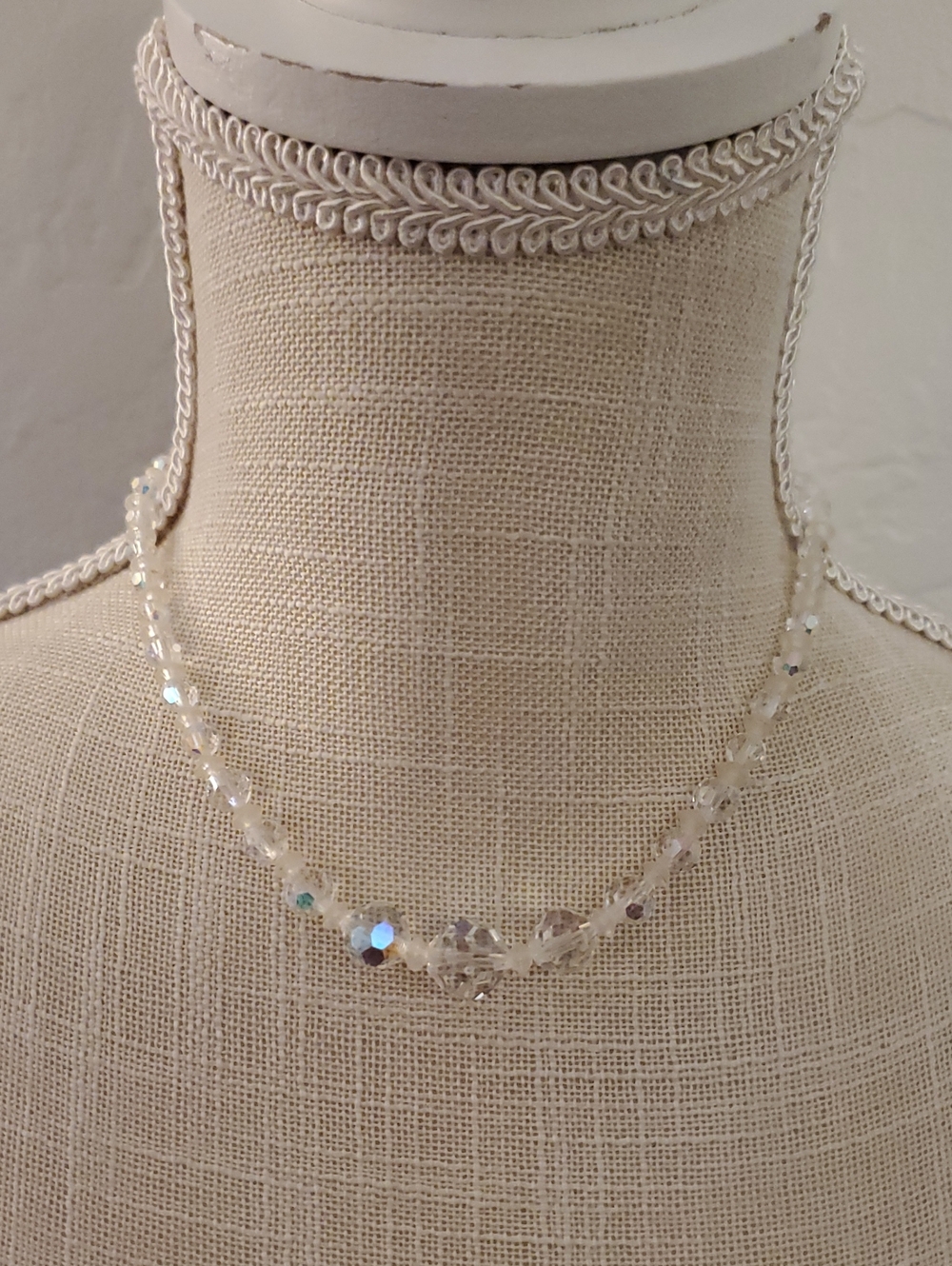 Vintage Aurora Borealis AB Crystal Beaded Choker Necklace
